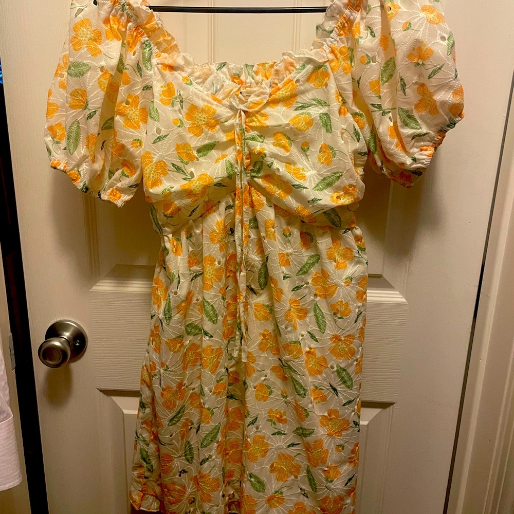 Summer dress with sleeves. Worn once.
